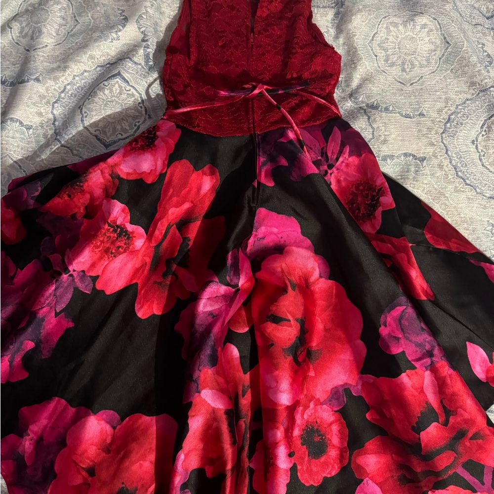 Charming Kids Floral Dress in Red and Black